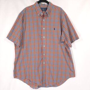 RALPH LAUREN Classic Fit Men's Shirt XL Short Sleeve Plaid‎ Button Down Cotton